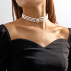 Triple Strand Pearl Choker, Oval Cameo Detail