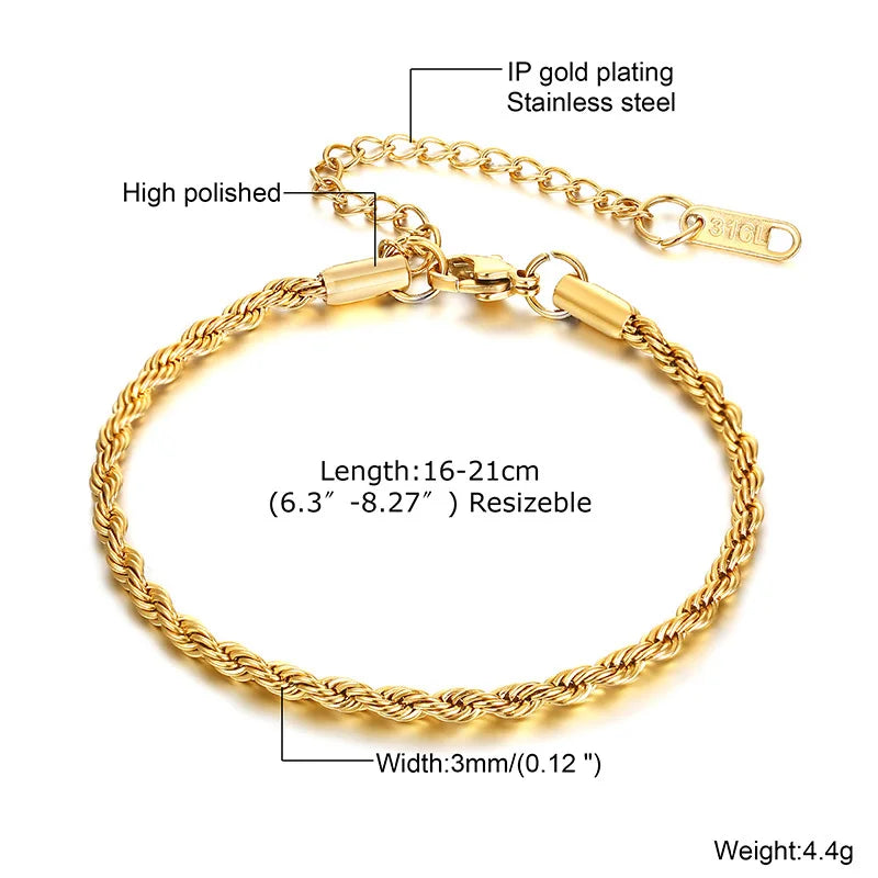 Dainty Chain Bracelet, Gold Plated. Stackable