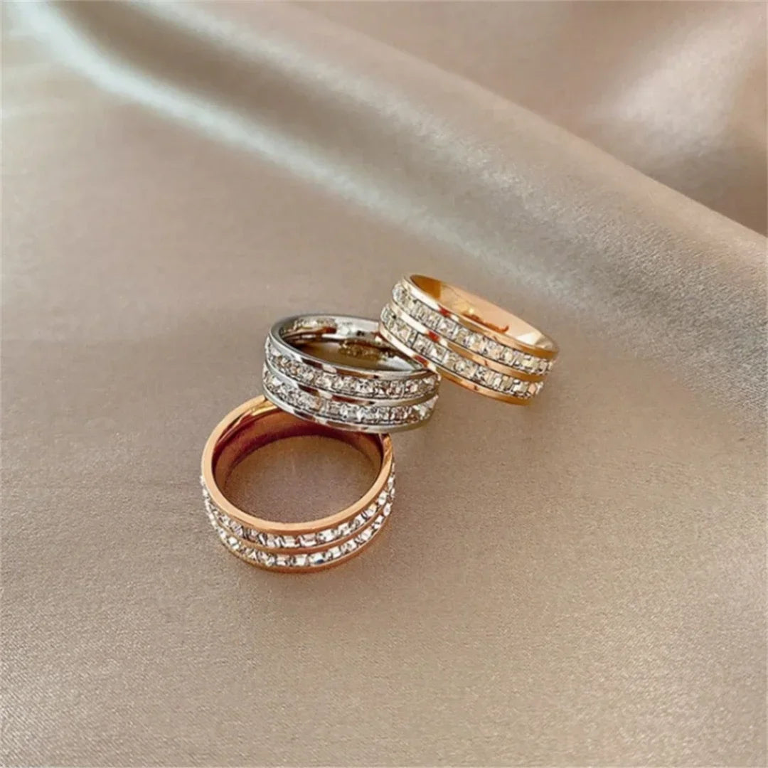 Crystal Pavé Band Ring — Single or Double Row