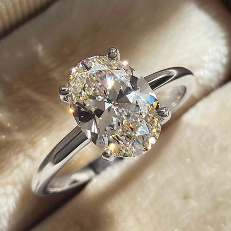 Oval Stone Ring, 925 Silver. Choose your size