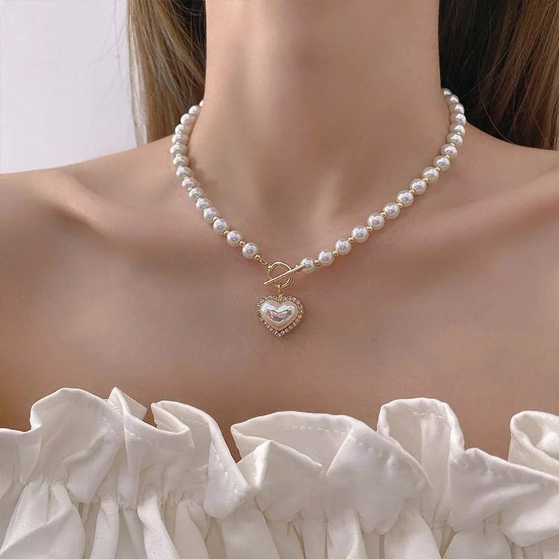 Baroque Pearl Chain Necklace, Layered with Pendant