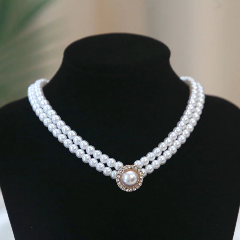 Baroque Pearl Chain Necklace, Layered with Pendant