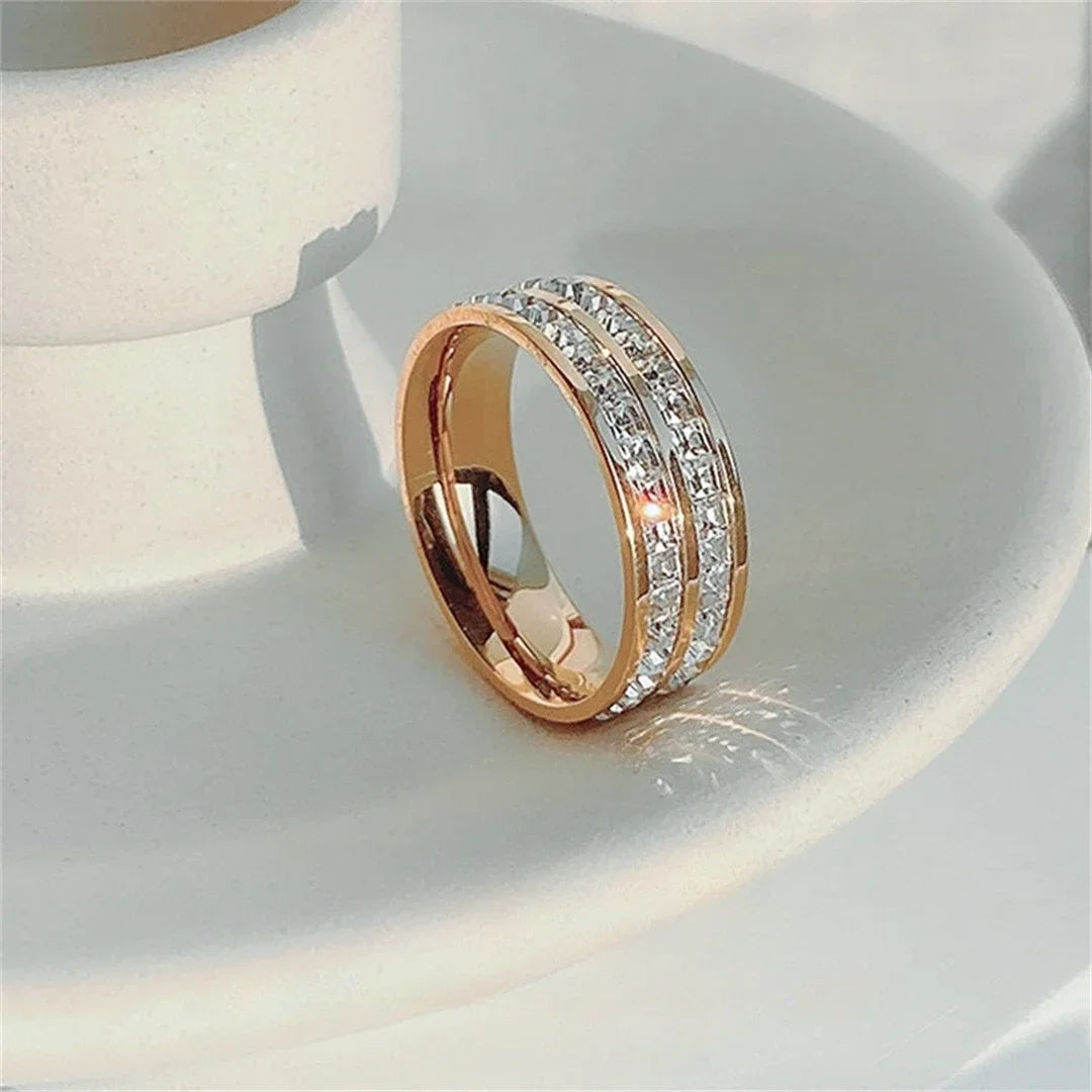 Crystal Pavé Band Ring — Single or Double Row