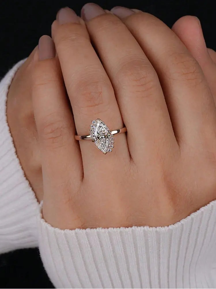 Marquise Solitaire Ring, 925 Silver. Four designs