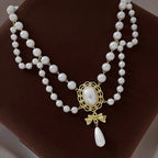 Baroque Pearl Chain Necklace, Layered with Pendant