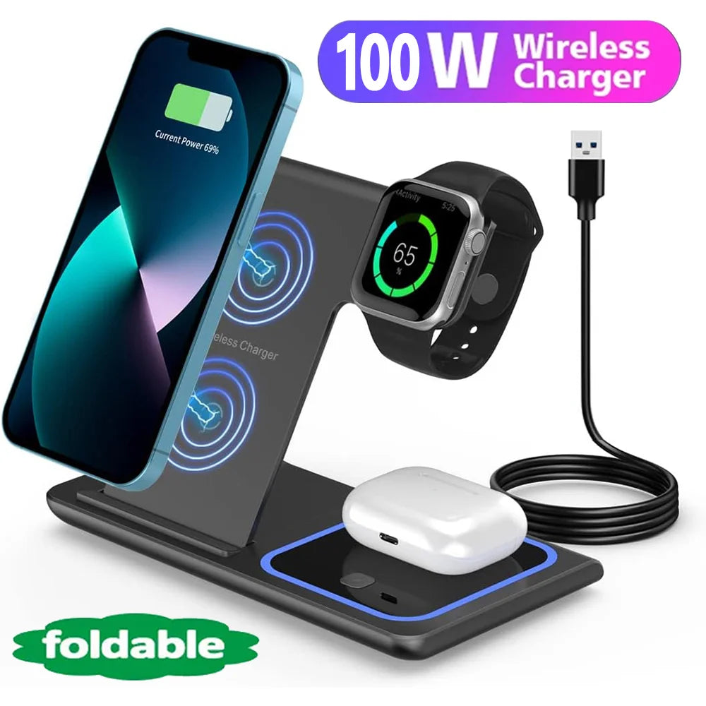 3 in 1 Fast Wireless Charging Station 40W For iPhone, Apple Watch and Airpods Pro