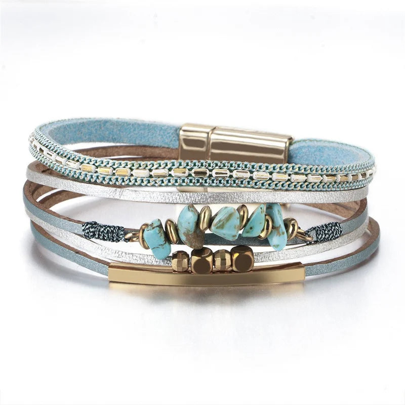 Layered wrap bracelet. Cross detail