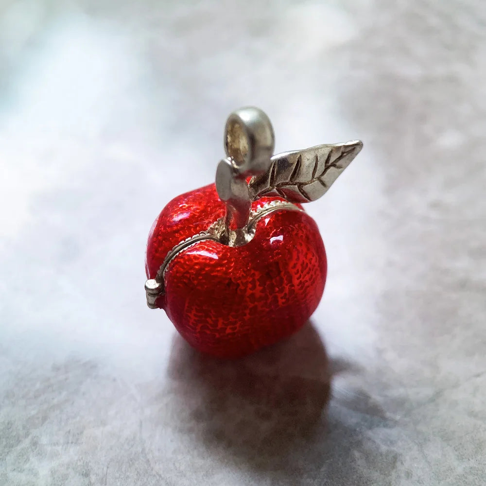 Red Apple Locket Pendant, 925 Sterling Silver