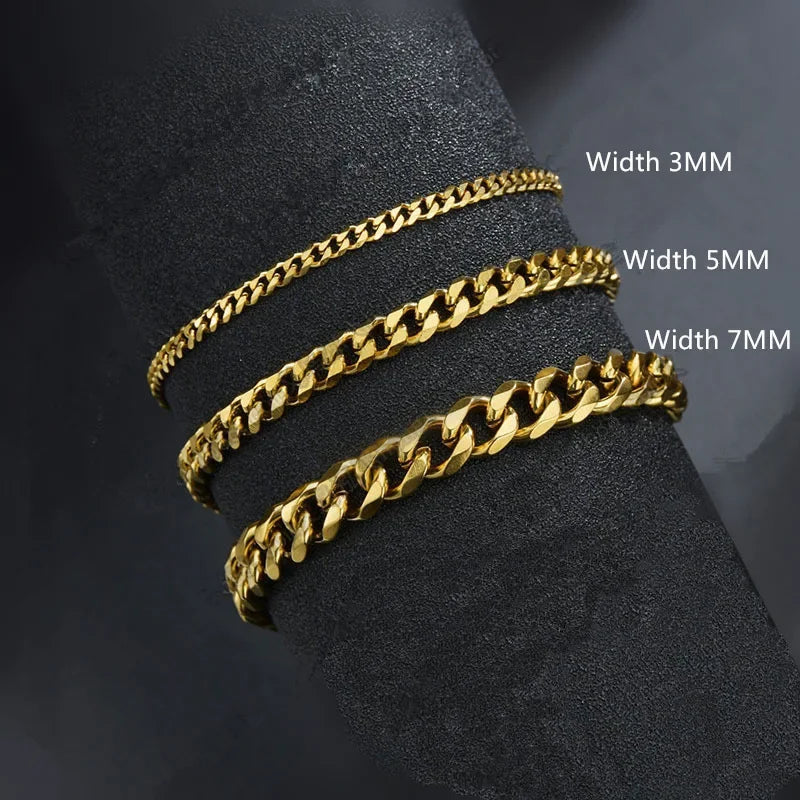 Cuban Link Chain Bracelet. 3, 5 or 7mm