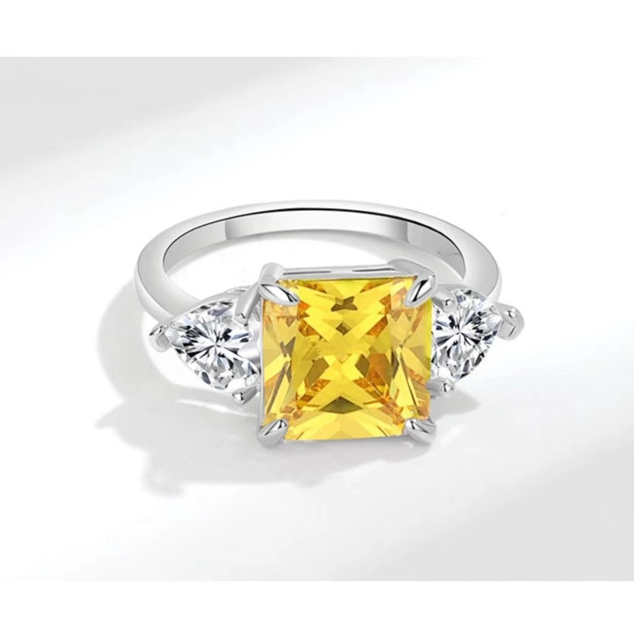 Ice Cut Trinity Ring, 925 Silver. Bold colour or brilliant white
