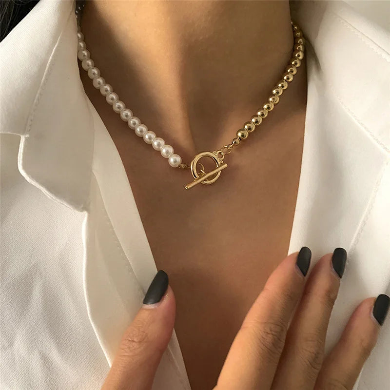 Baroque Pearl Chain Necklace, Layered with Pendant