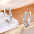 Square Pavé Hoop Earrings, 925 Silver