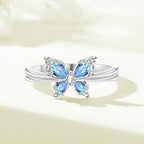 Blue Butterfly Ring, 925 Sterling Silver