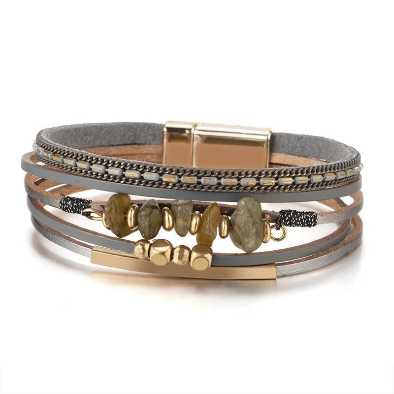 Layered wrap bracelet. Cross detail