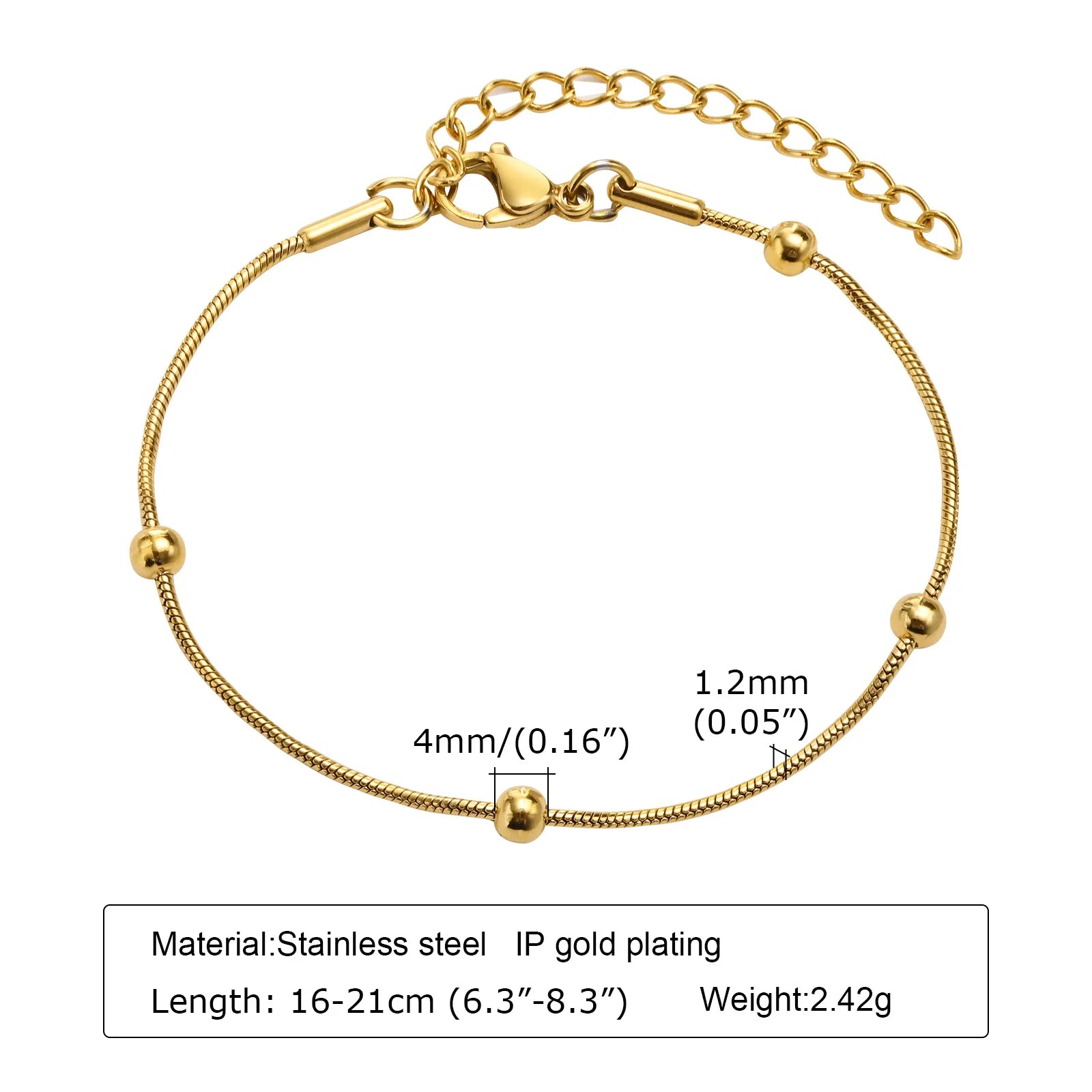 Dainty Chain Bracelet, Gold Plated. Stackable
