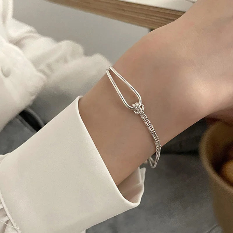 Geometric Knot Bracelet, 925 Silver