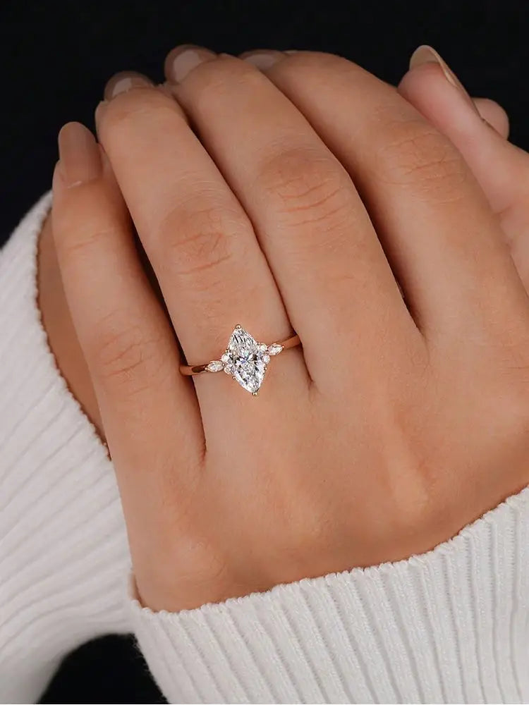 Marquise Solitaire Ring, 925 Silver. Four designs
