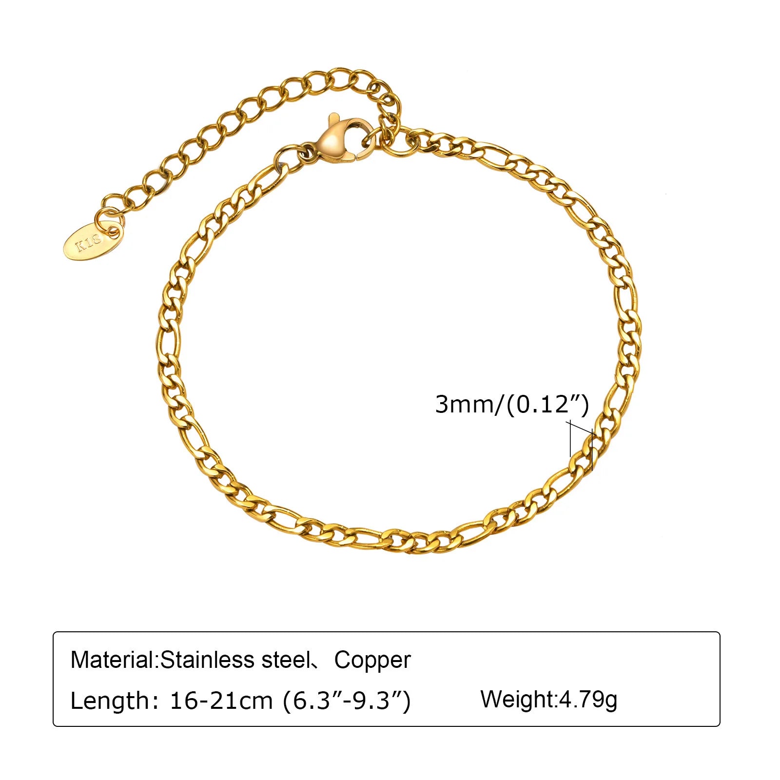Dainty Chain Bracelet, Gold Plated. Stackable