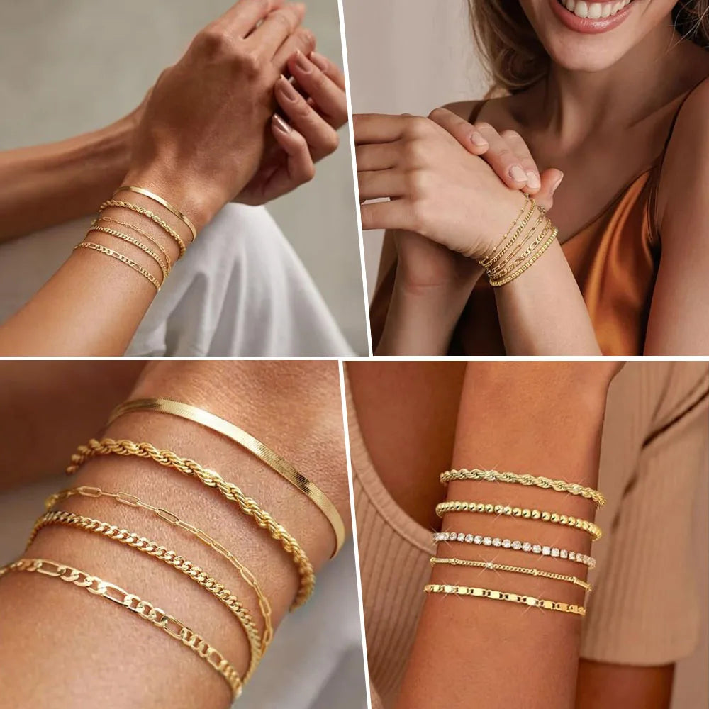 Dainty Chain Bracelet, Gold Plated. Stackable