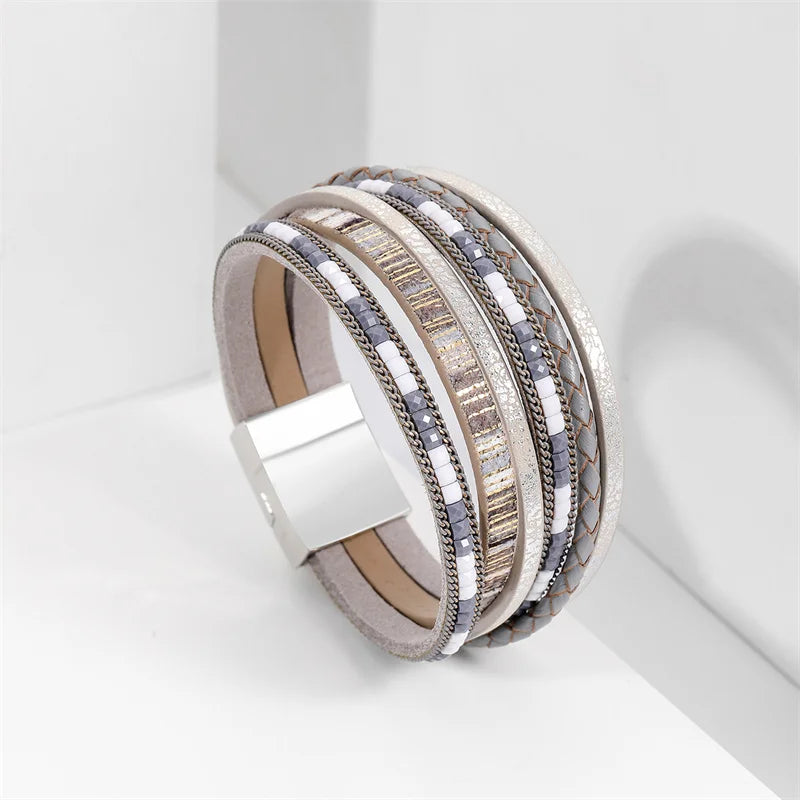 Layered wrap bracelet. Cross detail