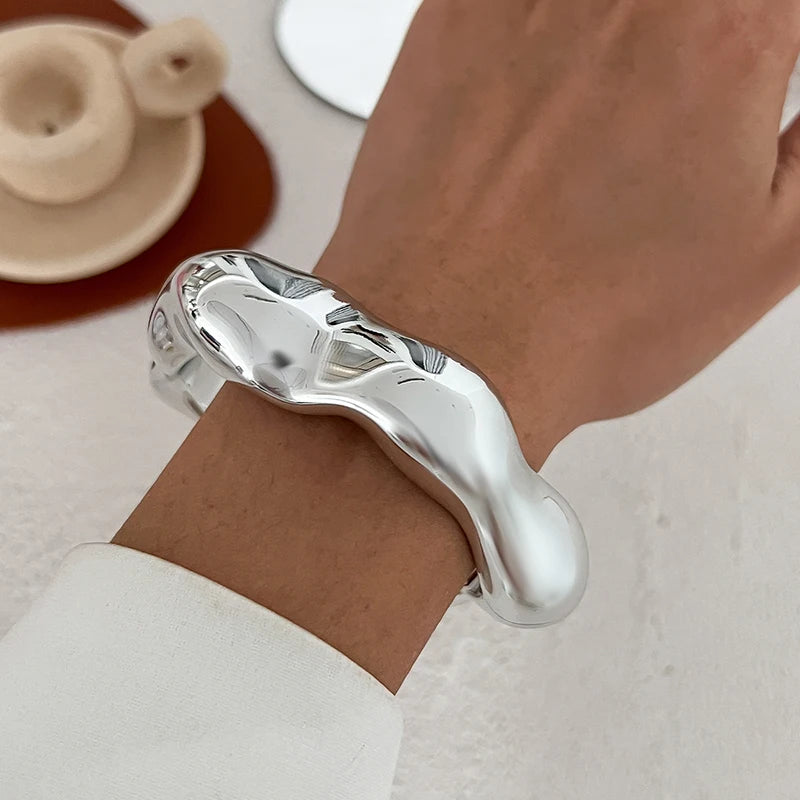 Sculptural Cuff Bangle, Textured Finish