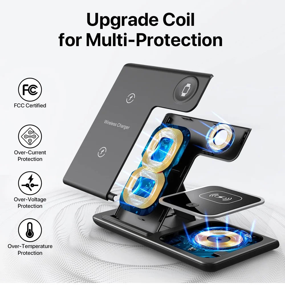 3 in 1 Fast Wireless Charging Station 40W For iPhone, Apple Watch and Airpods Pro