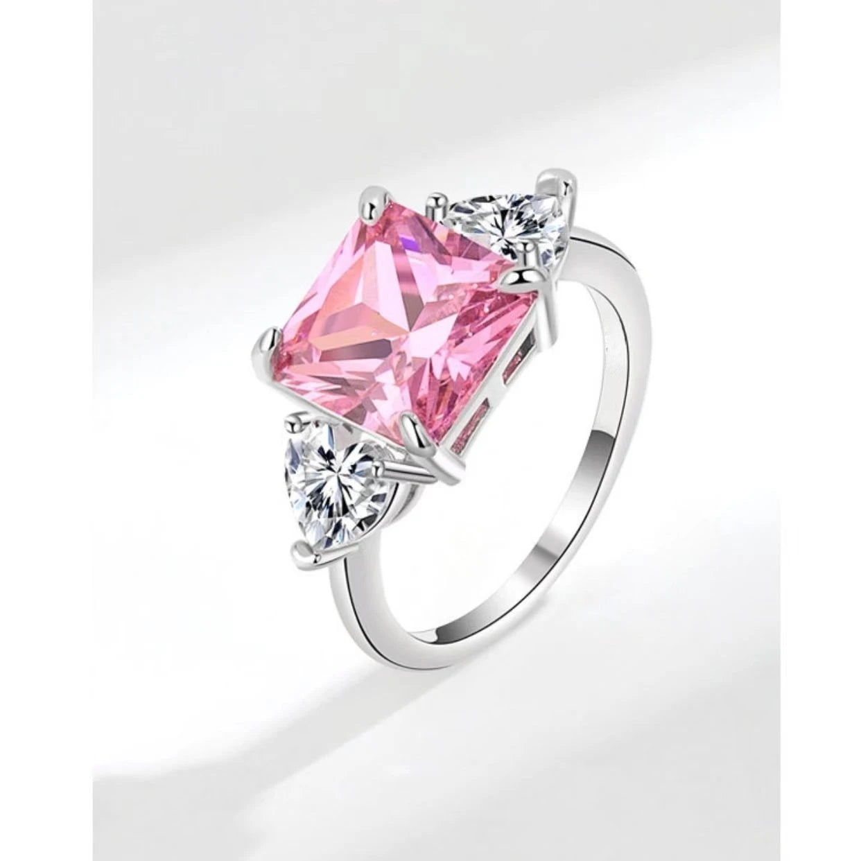 Ice Cut Trinity Ring, 925 Silver. Bold colour or brilliant white
