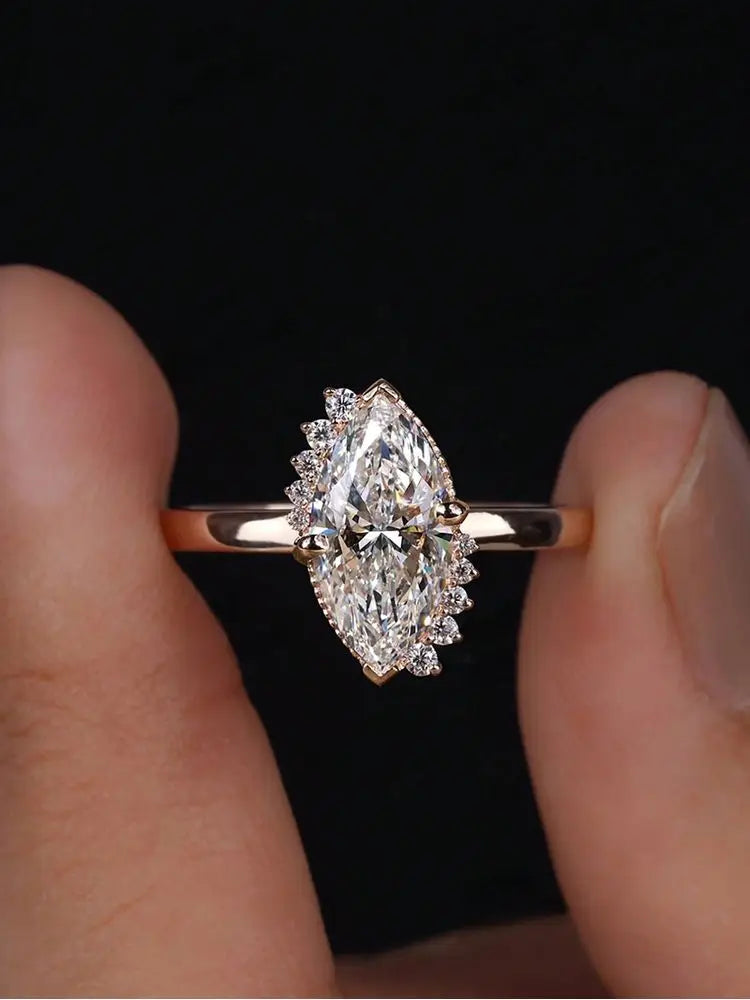 Marquise Solitaire Ring, 925 Silver. Four designs