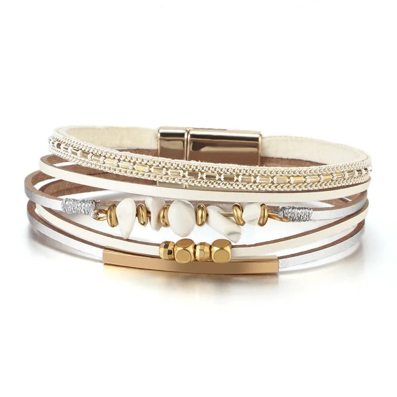 Layered wrap bracelet. Cross detail