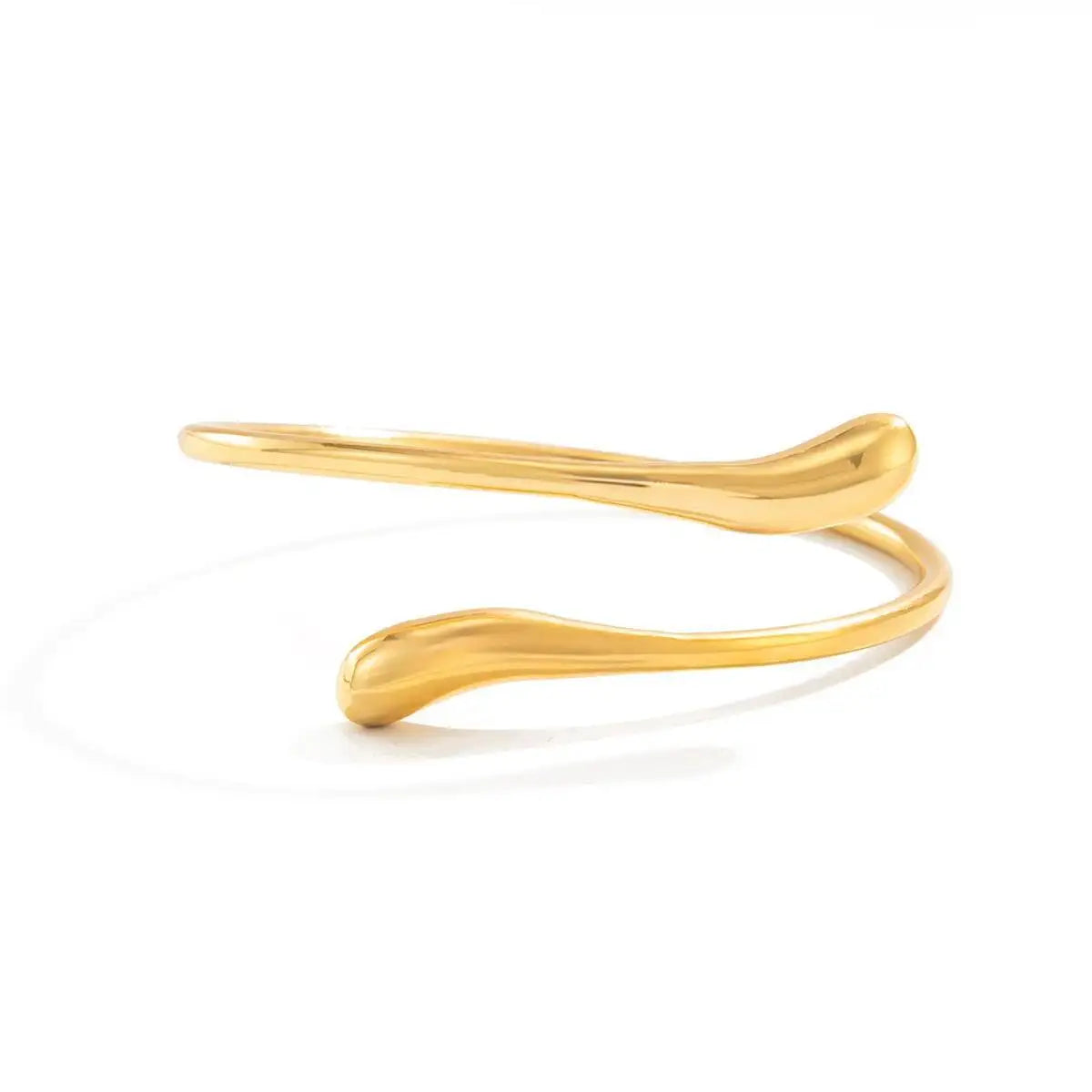 Smooth Gold Cuff Bangle, Sculptural Shape
