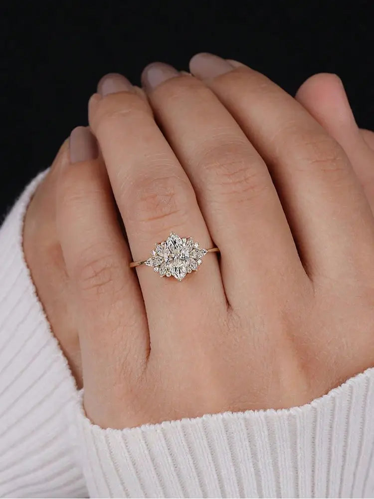 Marquise Solitaire Ring, 925 Silver. Four designs
