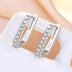 Square Pavé Hoop Earrings, 925 Silver
