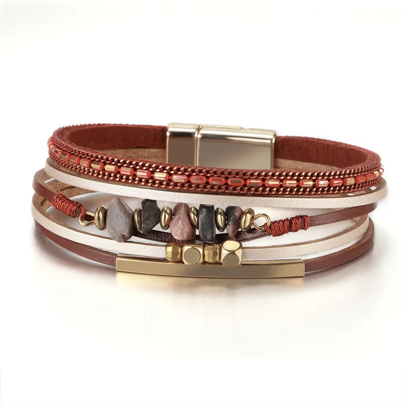 Layered wrap bracelet. Cross detail