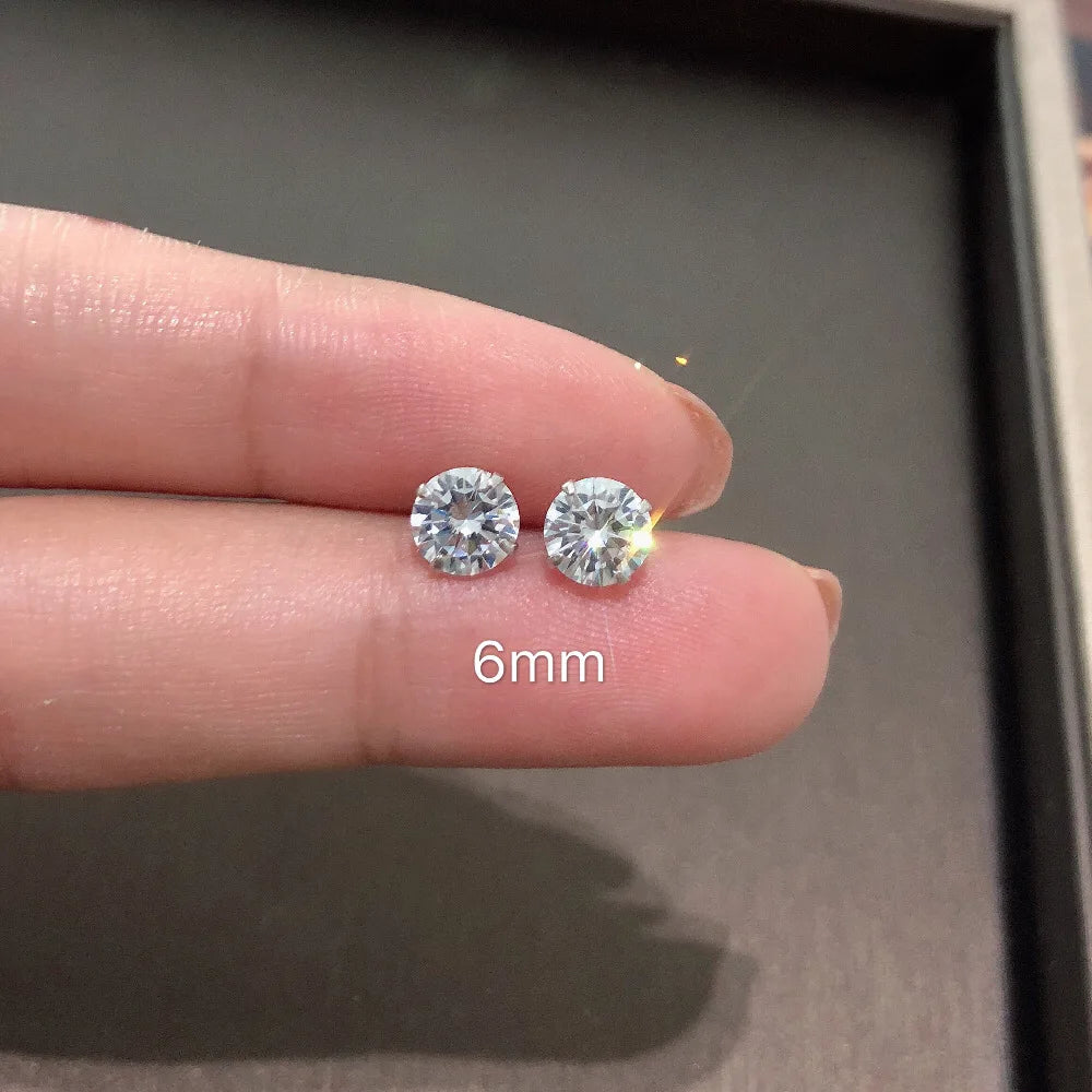 Crystal Stud Earrings, 925 Silver. Choose your size