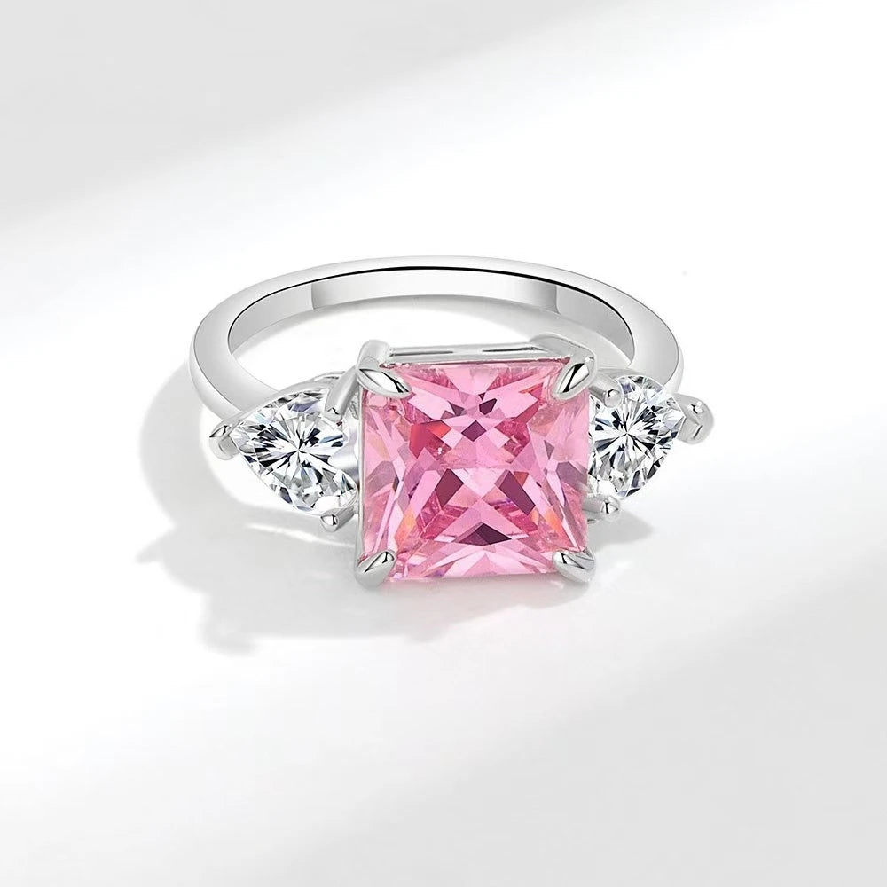 Ice Cut Trinity Ring, 925 Silver. Bold colour or brilliant white