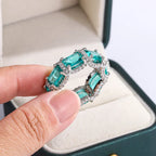 Paraiba Eternity Band, 925 Silver. Full pavé set