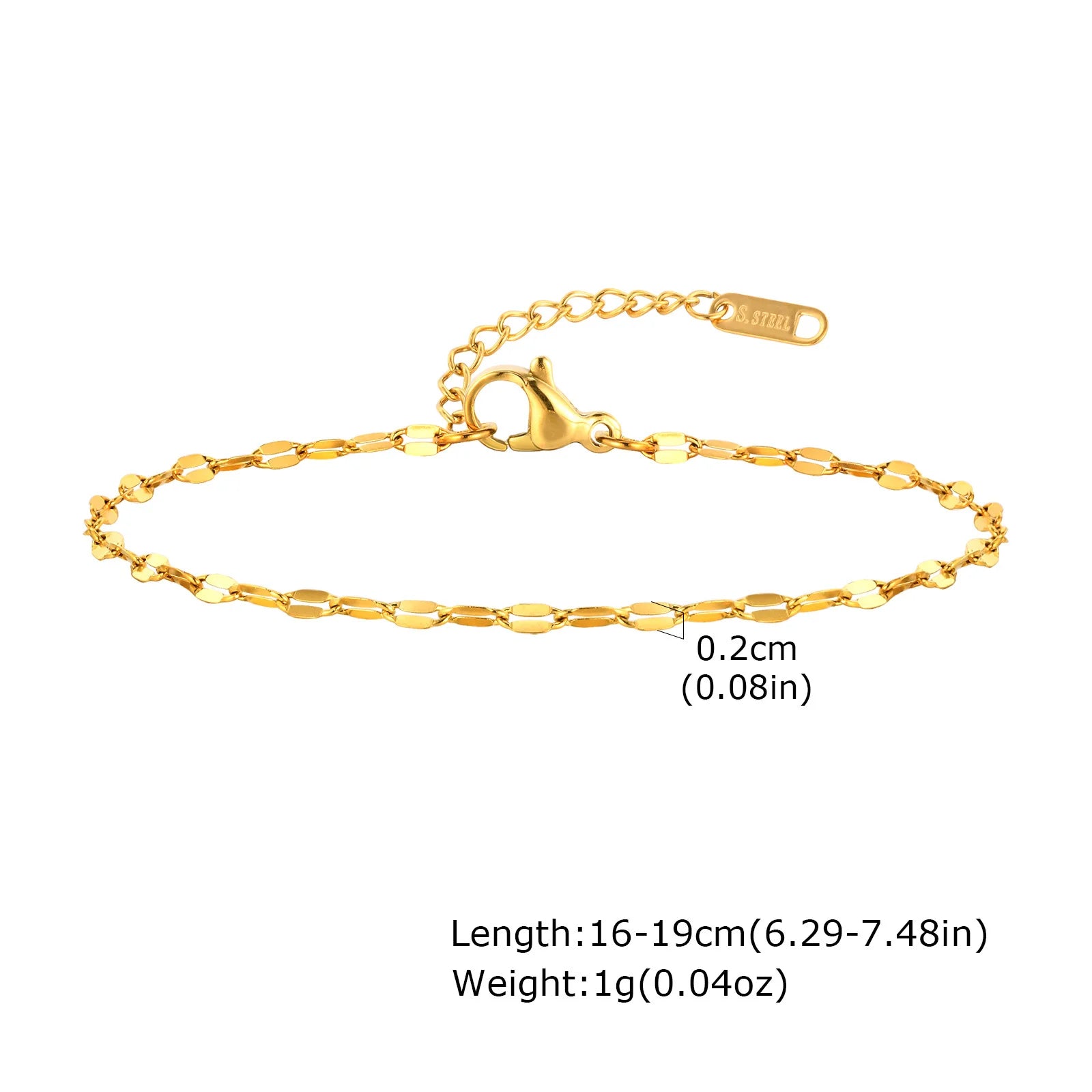 Dainty Chain Bracelet, Gold Plated. Stackable