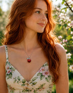 Red Apple Locket Pendant, 925 Sterling Silver