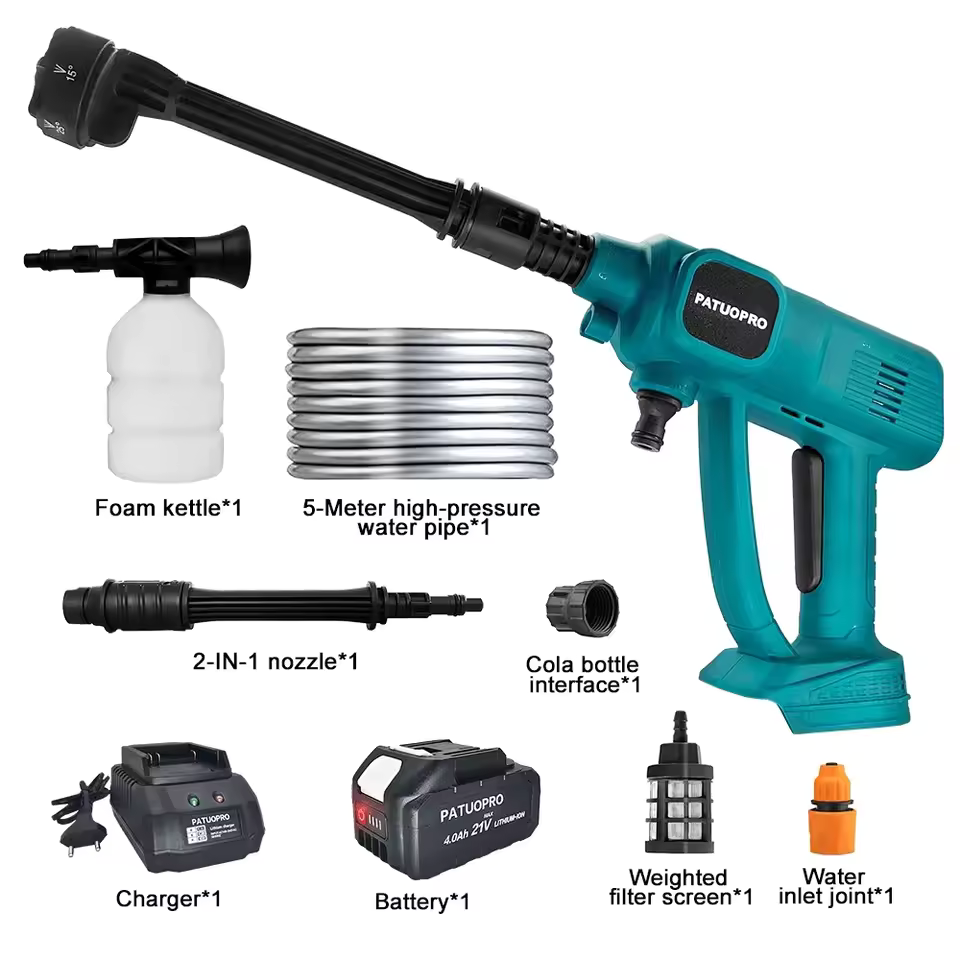 Dili-Lux Wash Gun 6 In 1 Spray Nozzle Sprayer + Makita 18V Battery 4.0Ah Battery and Charger