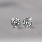 Crystal Stud Earrings, 925 Silver. Choose your size